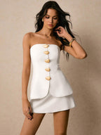 Conjunto Chic – 2 Peças com Top Bandeau e Mini Saia