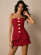 Conjunto Chic – 2 Peças com Top Bandeau e Mini Saia